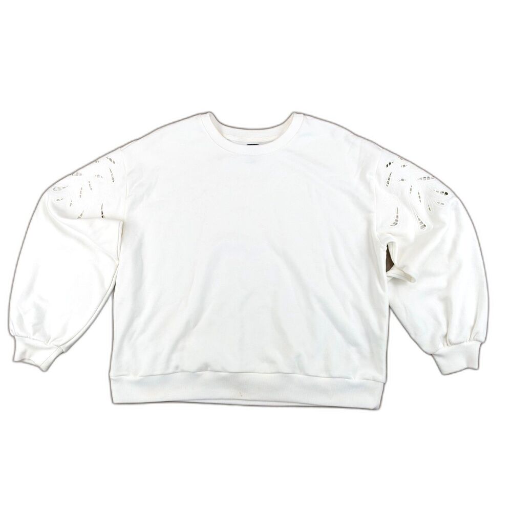 GAP Women's Large Vintage Soft Eyelet Embroidered Sleeve Cropped Sweatshirt